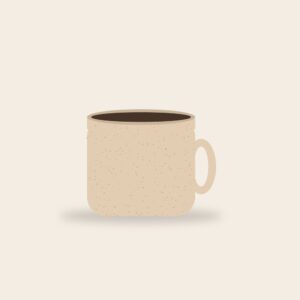 Illustration fictive : tasse galet sable